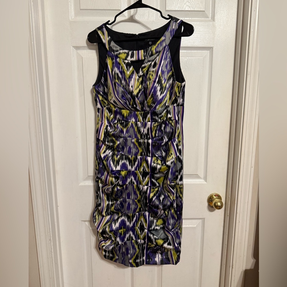 Signature Purple and Yellow Patterned Midi Dress